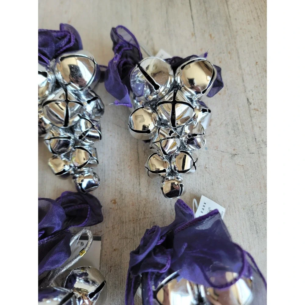 Pottery Barn RARE jingle bell cluster set Xmas ornament grapevine metal unique